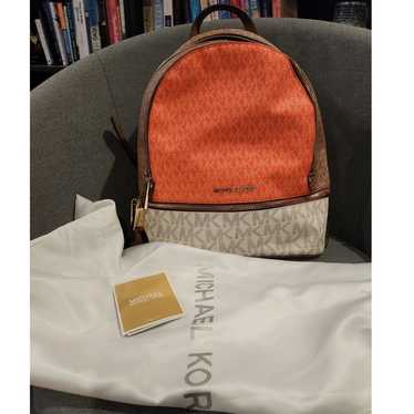 NWOT Michael Kors Signature Rhea Backpack orange … - image 1