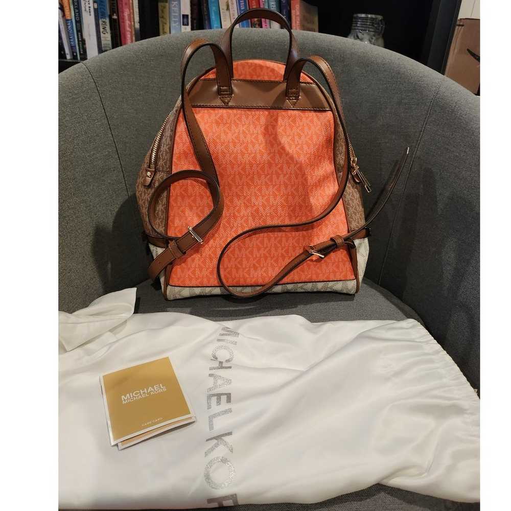 NWOT Michael Kors Signature Rhea Backpack orange … - image 6