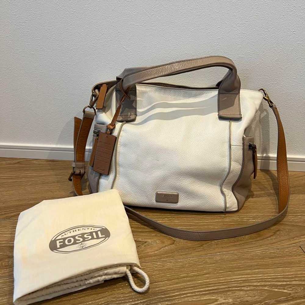 FOSSIL White Leather Handbag - image 1