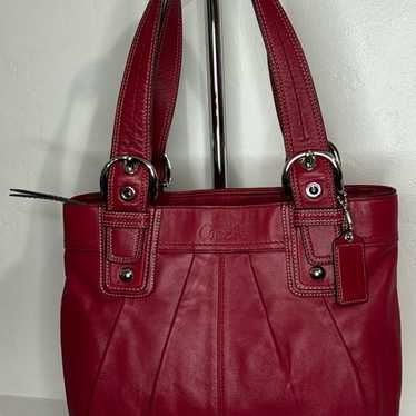 Coach SoHo red leather pleated shoulder bag/tote