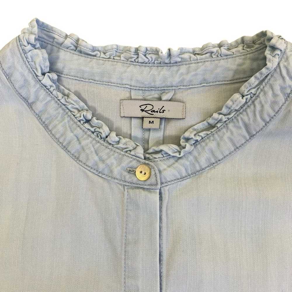 Rails Andie Ruffle Neck Shirt Chambray Denim Butt… - image 11