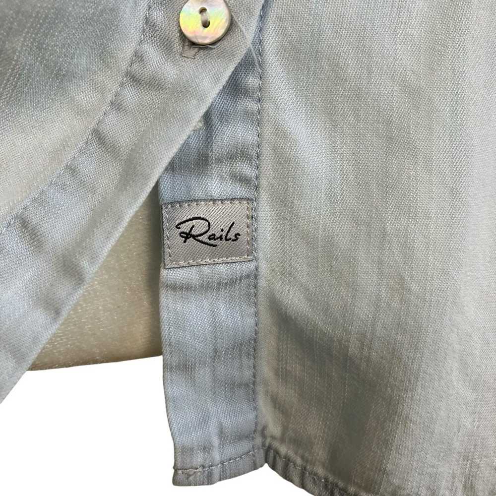 Rails Andie Ruffle Neck Shirt Chambray Denim Butt… - image 5