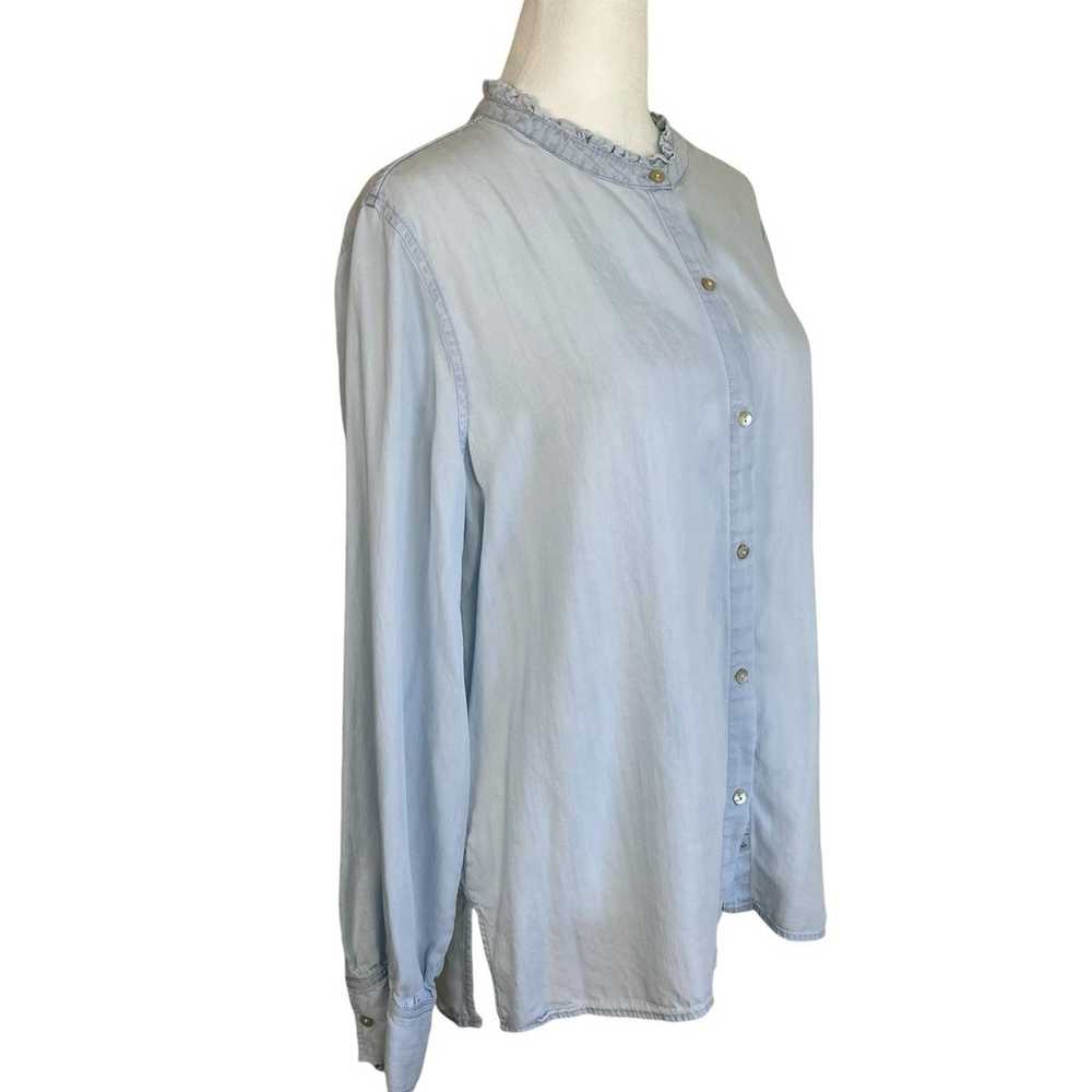 Rails Andie Ruffle Neck Shirt Chambray Denim Butt… - image 6