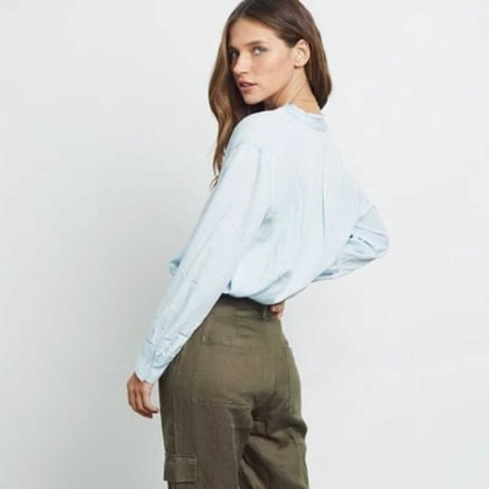 Rails Andie Ruffle Neck Shirt Chambray Denim Butt… - image 8