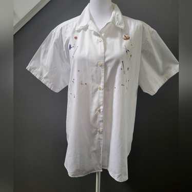 RARE VINTAGE WOOLRICH GARDENING TOP EMBROIDERED S… - image 1