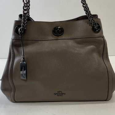 Coach Pebble Leather Edie Turnlock Shoulder Bag T… - image 1