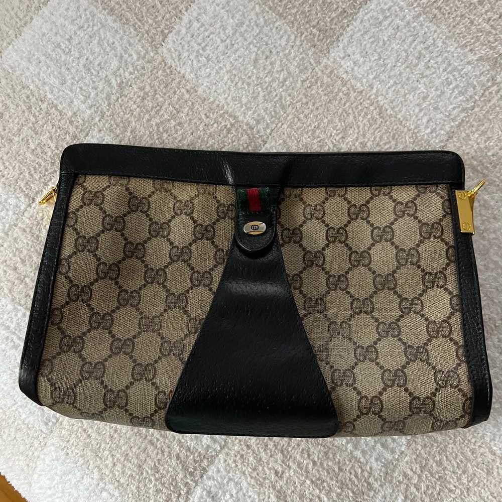 Authentic: Vintage, Gucci Web Sherry Line Clutch … - image 2