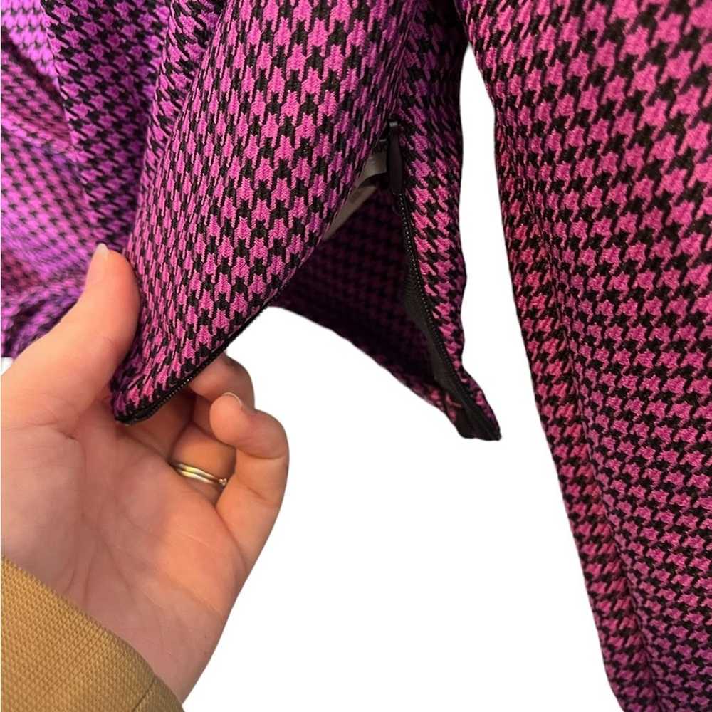 New Zara Purple Black Houndstooth Front Tie V Nec… - image 7