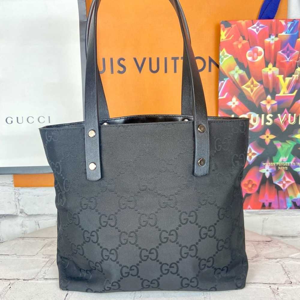 Gucci black canvas GG guccissima tote shoulder bag - image 3