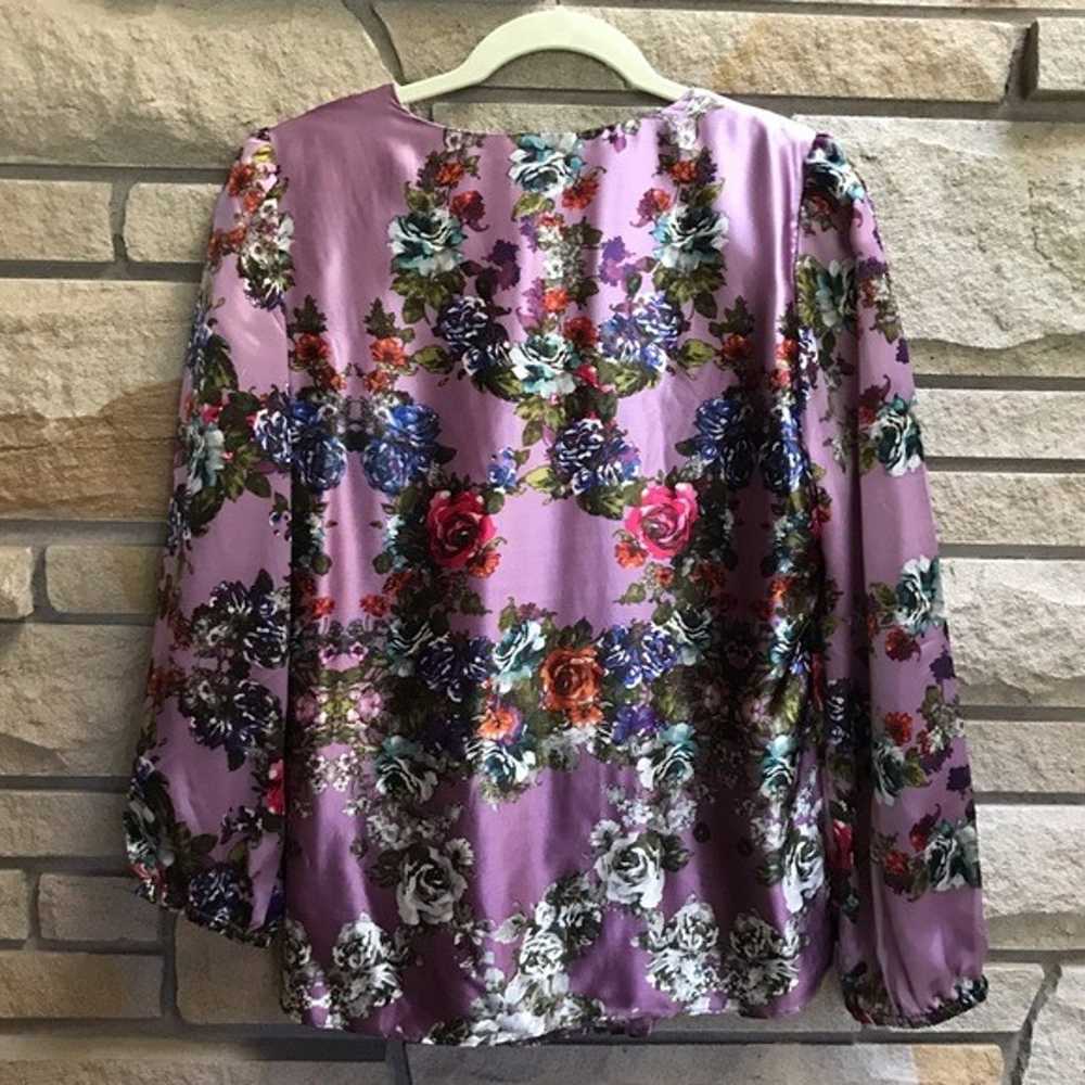 Sundance Floral 100% Silk Blouse stop Medium Amet… - image 3