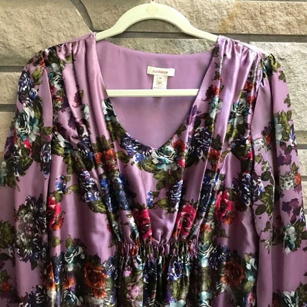 Sundance Floral 100% Silk Blouse stop Medium Amet… - image 4