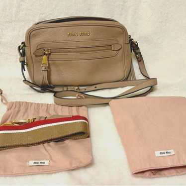 MIUMIU Shoulder Bag 2way Camera Bag Madras Beige