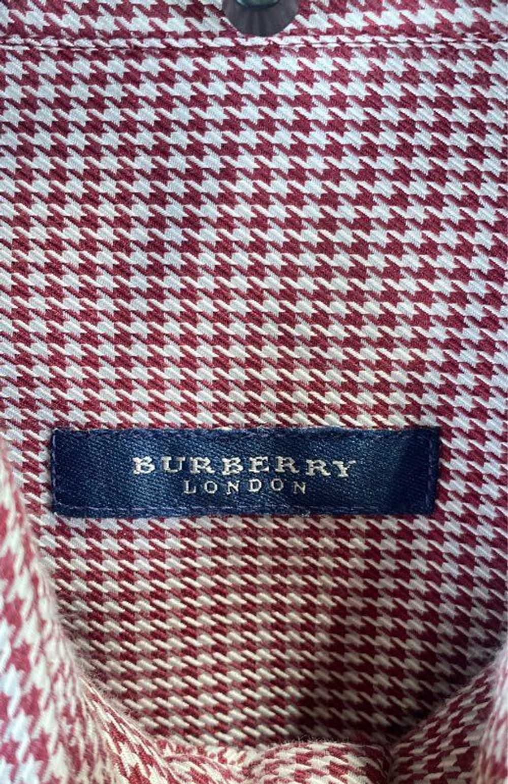 Burberry Men Red Houndstooth Button Up Shirt L - image 3