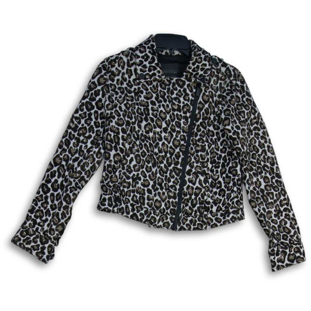 Sanctuary Womens White Leopard Print Spread Colla… - image 1