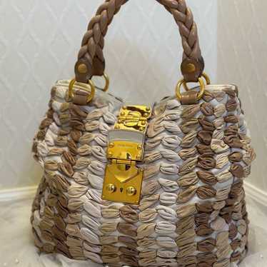 miumiu Matelassé 2way Bag Wicker Shoulder Bag Genu