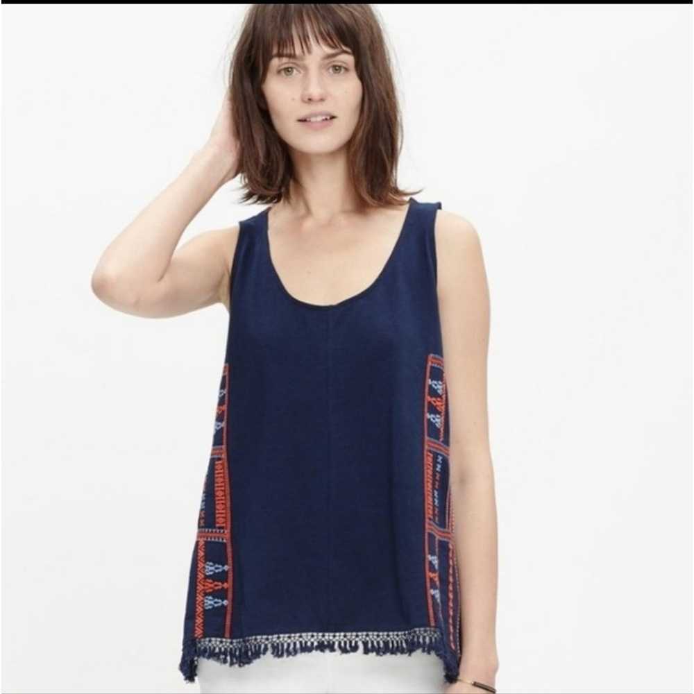 Madewell Scoop Neck Embroidered Fringe Hem Sleeve… - image 12