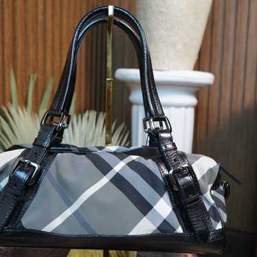 BURBERRY  Nylon Patent Beat Check Satchel Black - image 1