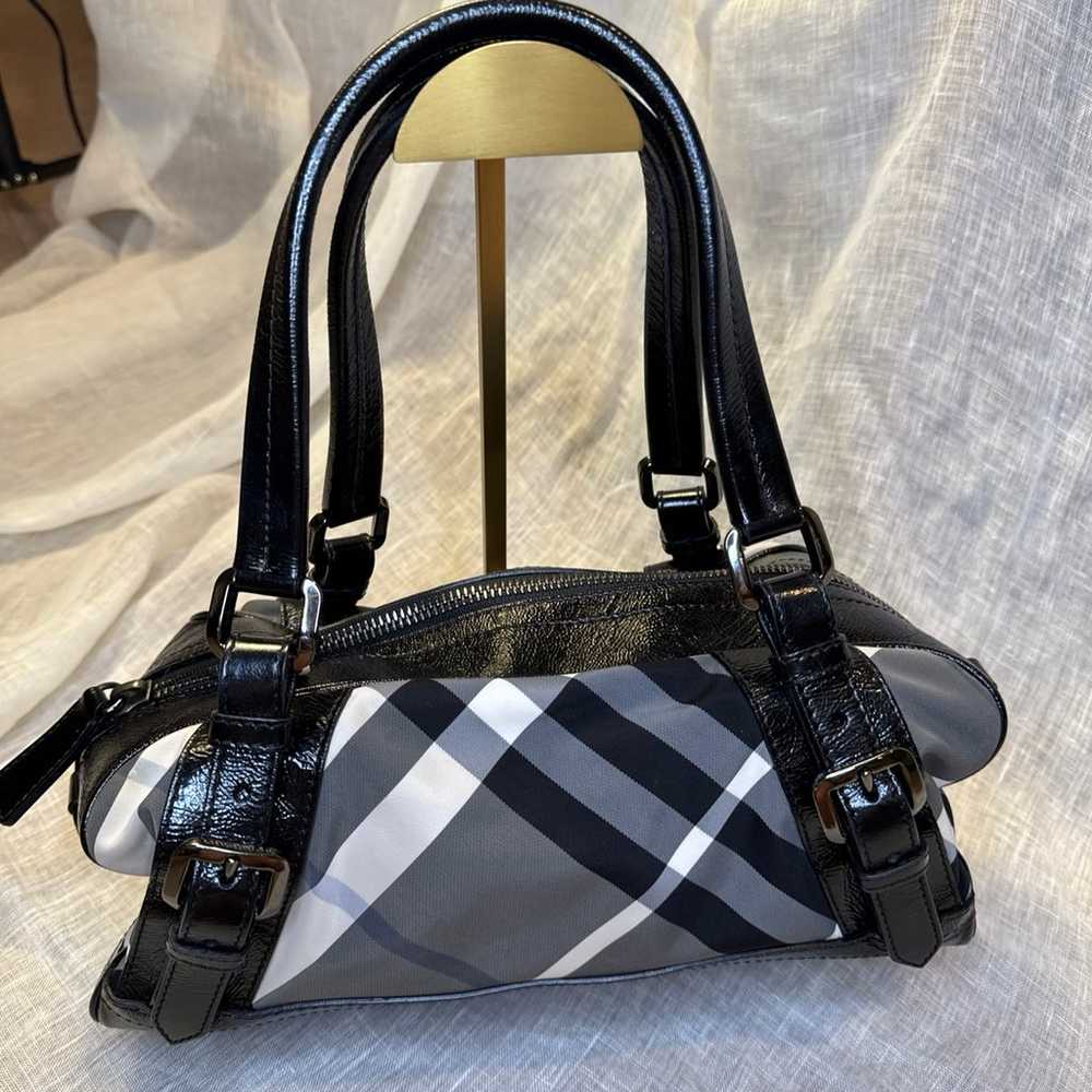 BURBERRY  Nylon Patent Beat Check Satchel Black - image 3