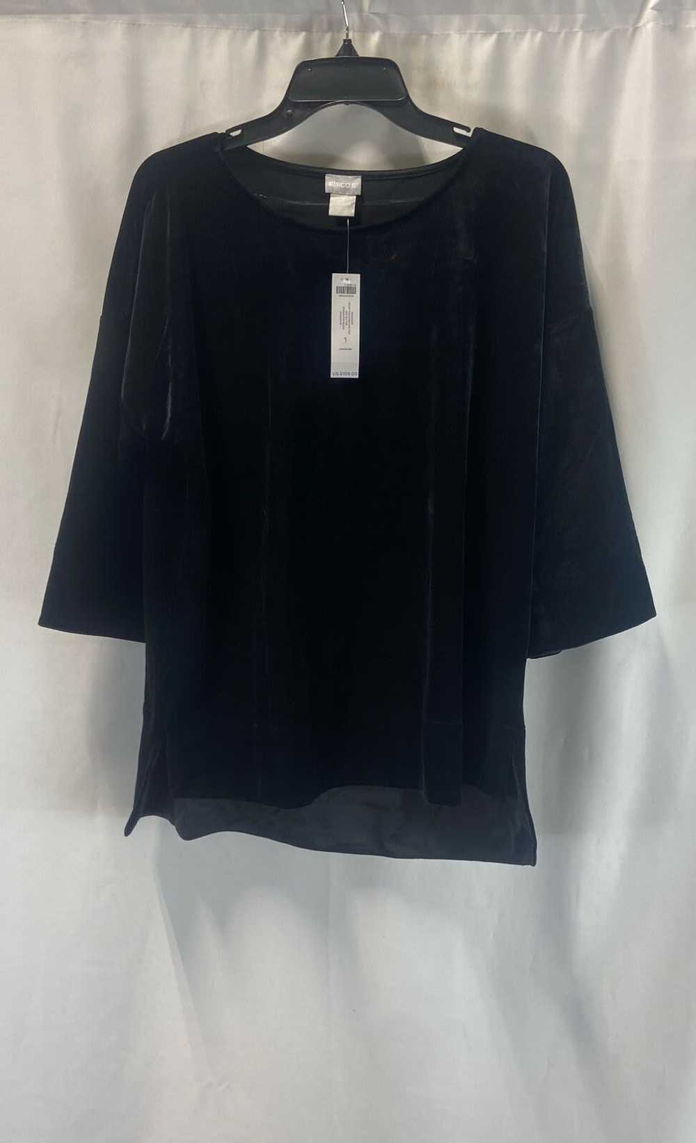 NWT Chico's Womens Black Velvet Travelers 3/4 Sle… - image 1