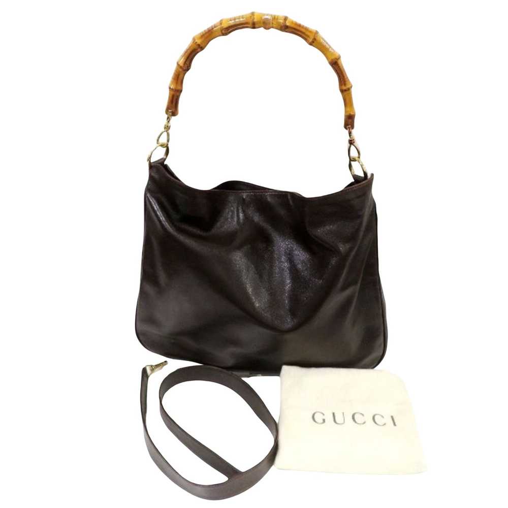 Gucci Bamboo Brown Leather Handbag (Pre-Owned) - image 1