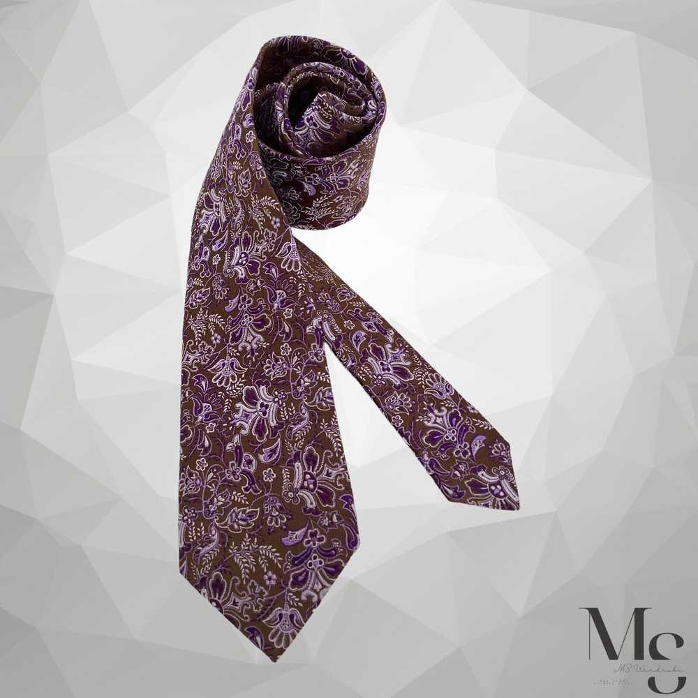 Eton ETON Brown Purple Floral Luxury Silk Tie Mad… - image 3