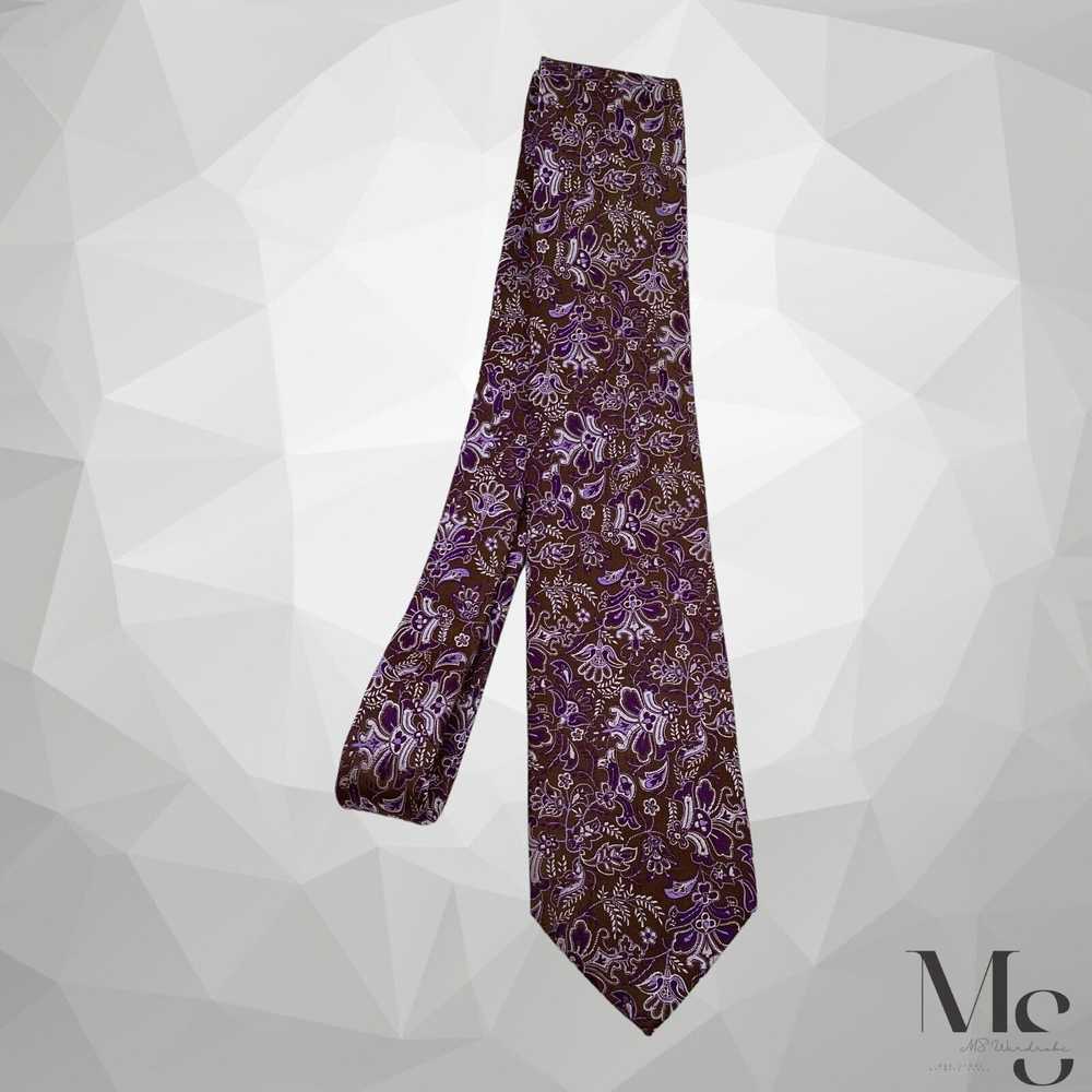 Eton ETON Brown Purple Floral Luxury Silk Tie Mad… - image 4