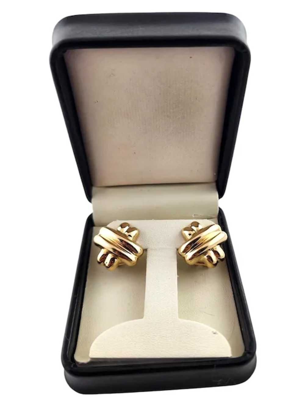 14 Karat Yellow Gold X Cross Earrings #19166 - image 7