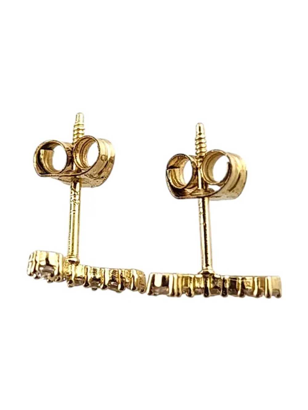 14 Karat Yellow Gold Curve Studs with Clear Stone… - image 3