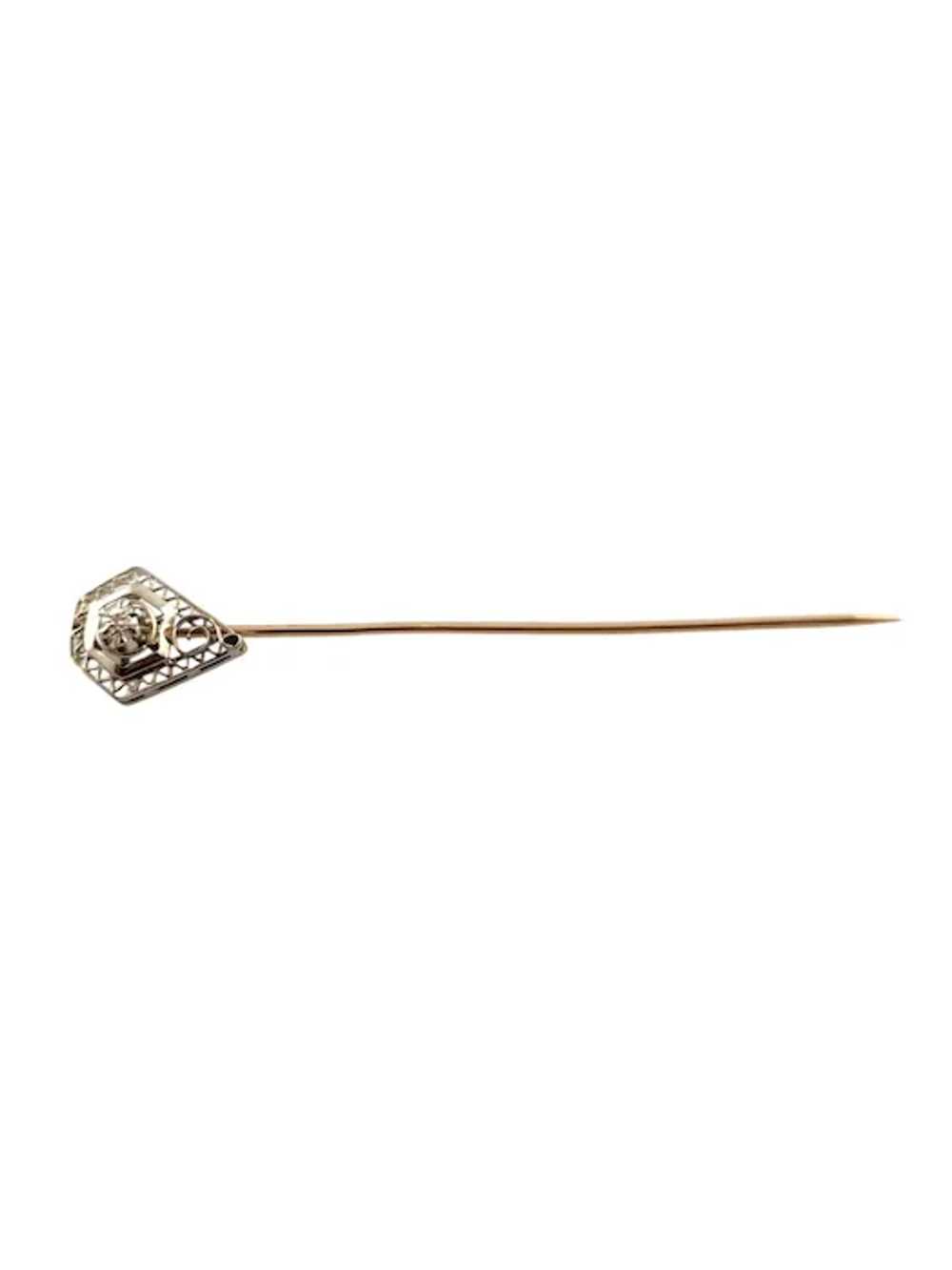 10 Karat White Gold Diamond Filigree Stick Pin #1… - image 2