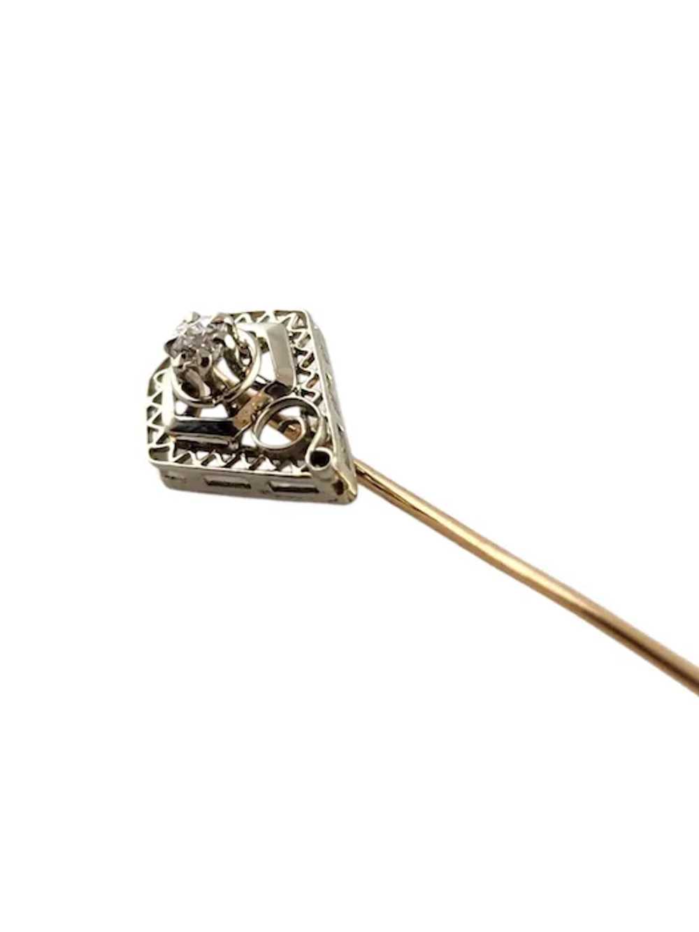 10 Karat White Gold Diamond Filigree Stick Pin #1… - image 4