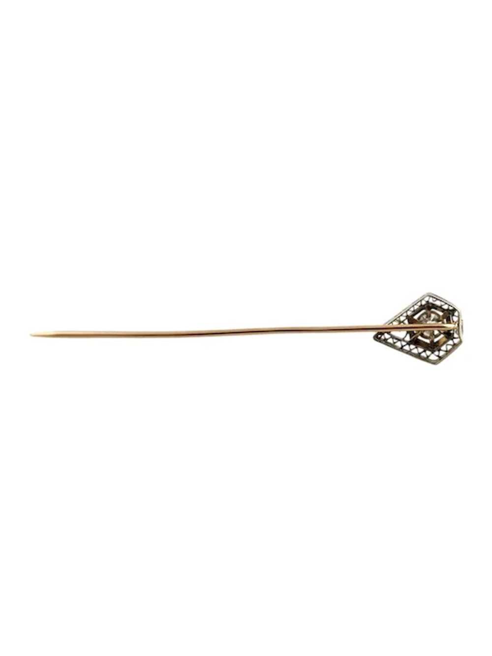 10 Karat White Gold Diamond Filigree Stick Pin #1… - image 5