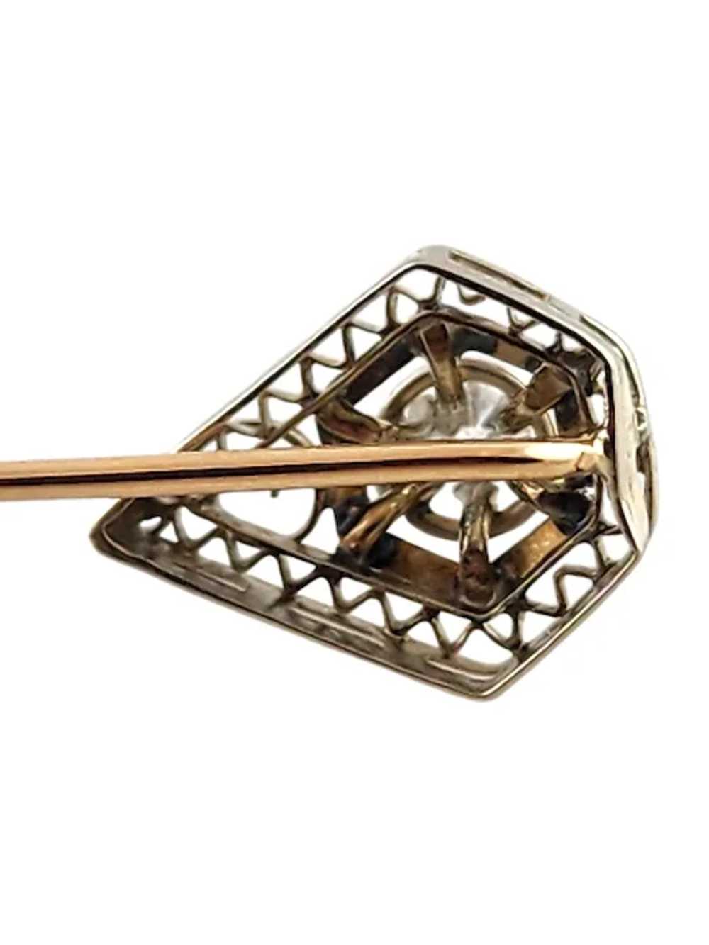 10 Karat White Gold Diamond Filigree Stick Pin #1… - image 6