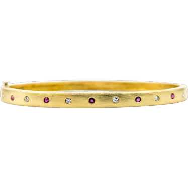 Beautiful Ruby & Diamond Bracelet in Brushed 18K Y