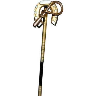 Golden Horseshoe & Riding Crop / Whip Stick / Tie… - image 1