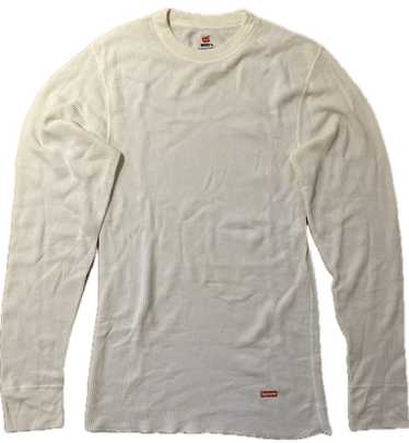 Supreme SUPREME HANES THERMAL CREW WHITE - image 1