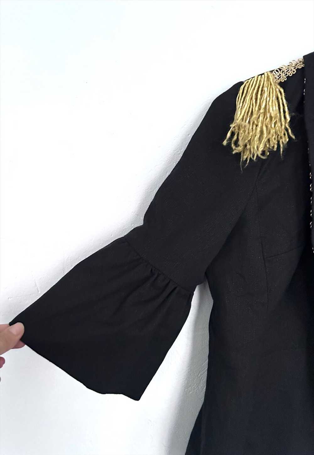 Vintage Fancy Black glossy jacket With Gold Fring… - image 3