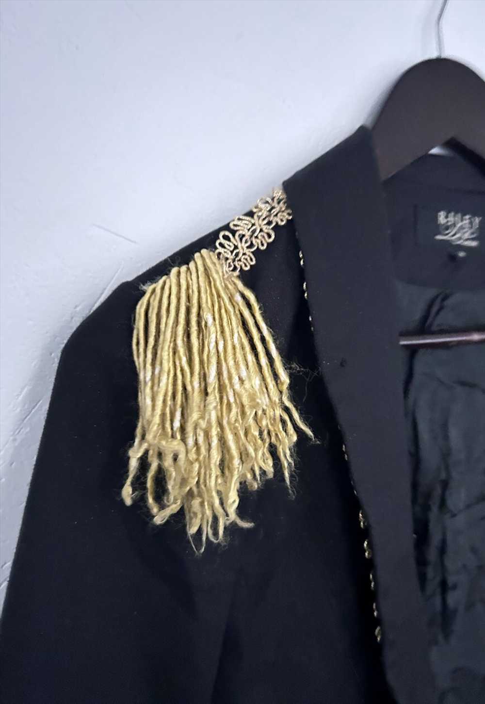 Vintage Fancy Black glossy jacket With Gold Fring… - image 5