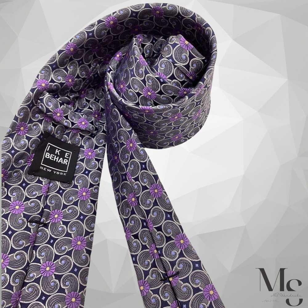 Ike Behar IKE BEHAR Gray Floral Luxury Silk Tie H… - image 4