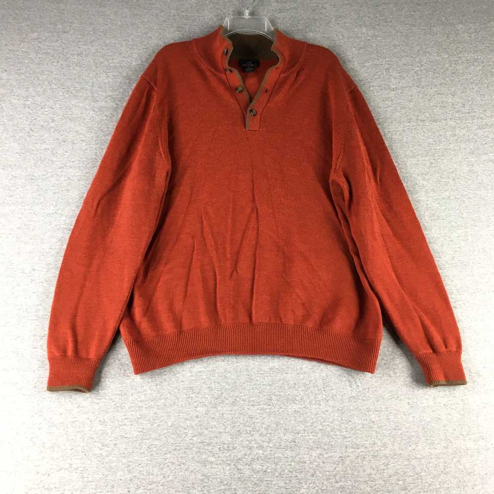 Brooks Brothers Merino Wool Orange Henley Style S… - image 1