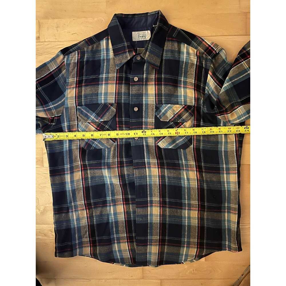 Sears 70s 80s SEARS FLANNEL SHIRT PLAID BUTTON UP… - image 4