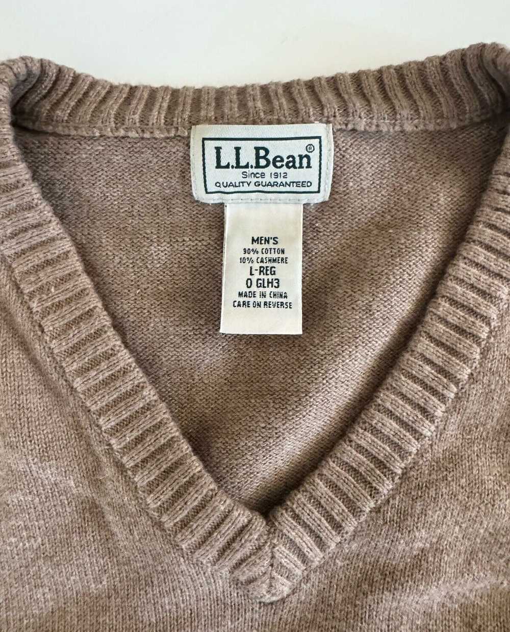 L.L. Bean LL Bean Sweater Men L Beige Cotton Cash… - image 2