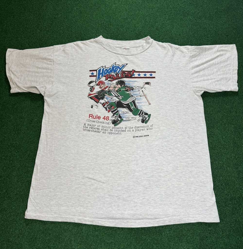 Vintage Vintage 90s Hockey Rules Caricature Cross… - image 1