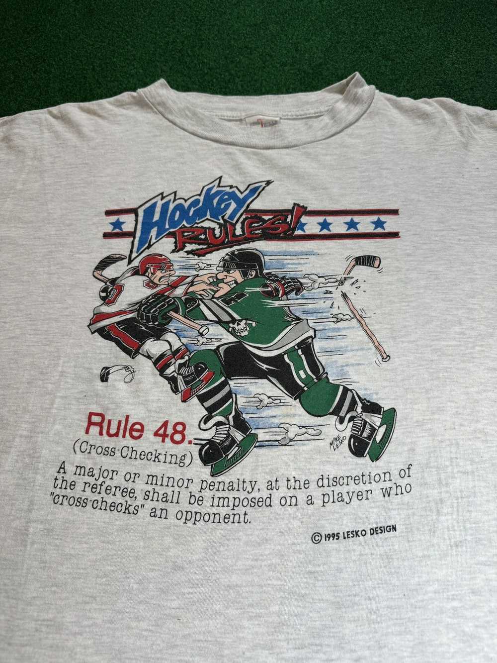 Vintage Vintage 90s Hockey Rules Caricature Cross… - image 2