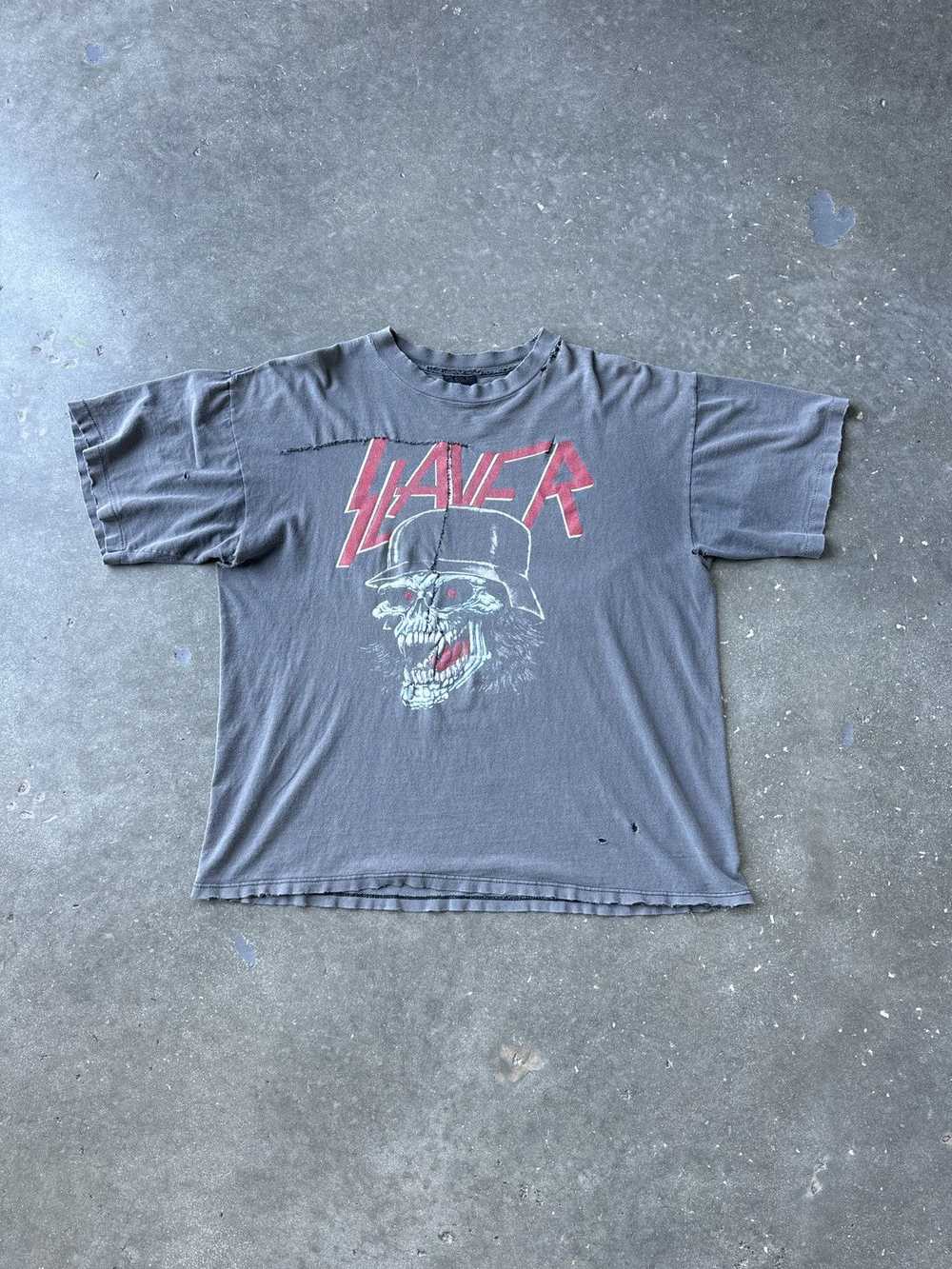 Slayer × Vintage Faded Thrashed Slayer Vintage Tee - image 1