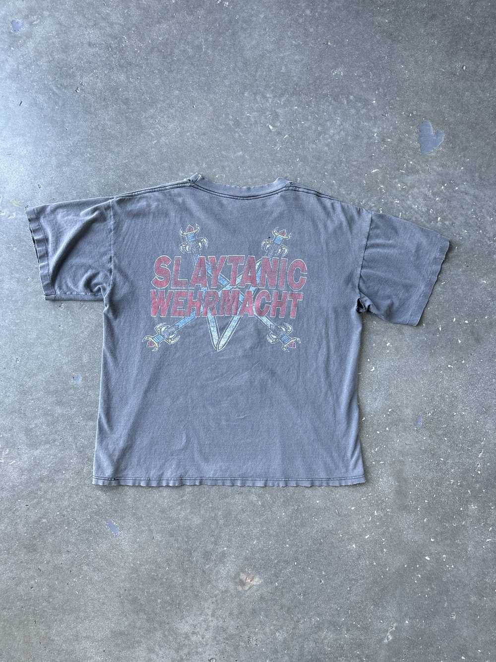 Slayer × Vintage Faded Thrashed Slayer Vintage Tee - image 2