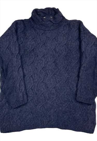 Thomas Burberry Vintage Men's Navy Cable Knit Swea