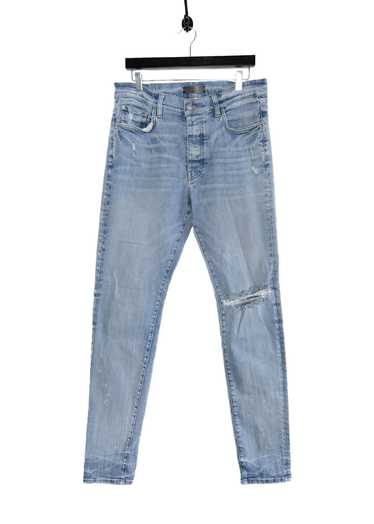 Amiri Amiri Washed Blue Knee Slit Stack Jeans