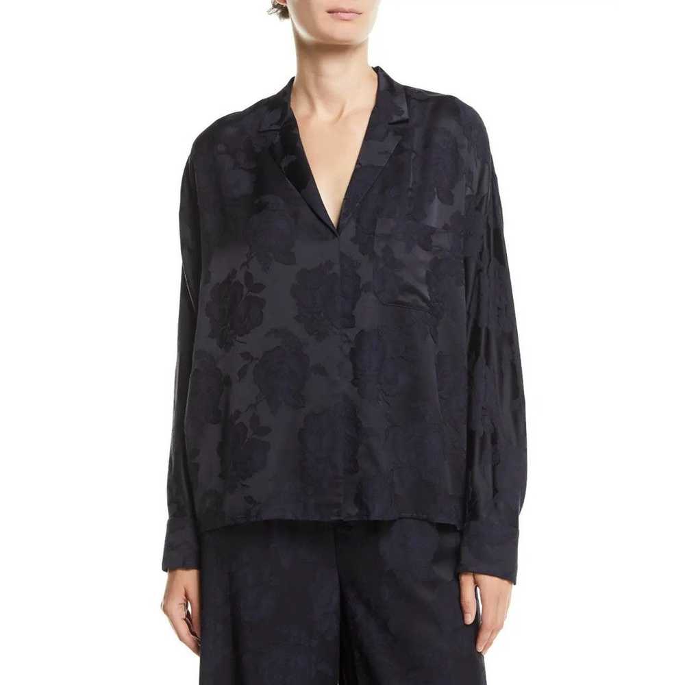 Vince Vince Floral Jacquard Popover Top Oversized… - image 1