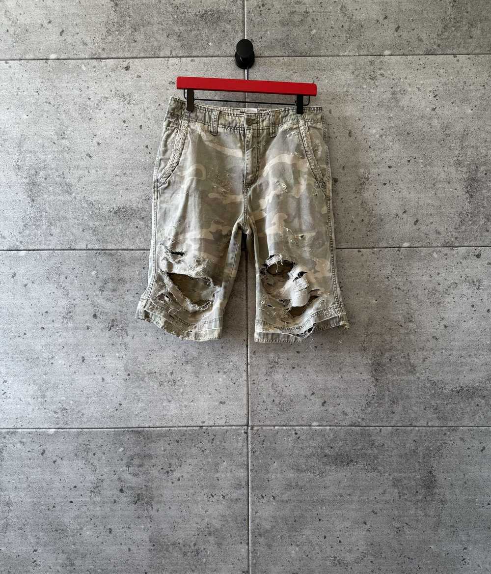 Vintage Vintage thrashed shredded camo army shorts - image 1