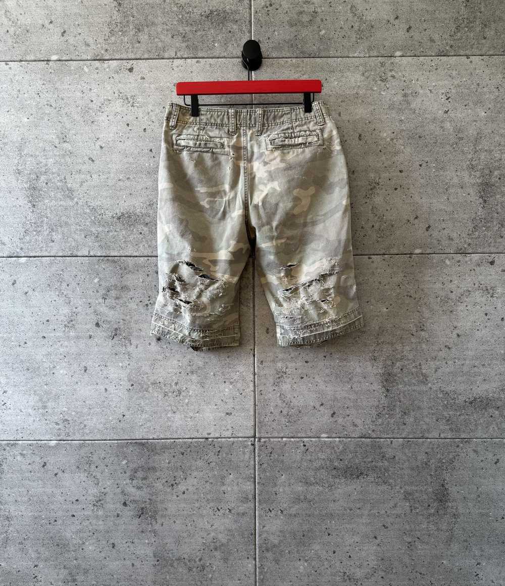 Vintage Vintage thrashed shredded camo army shorts - image 2